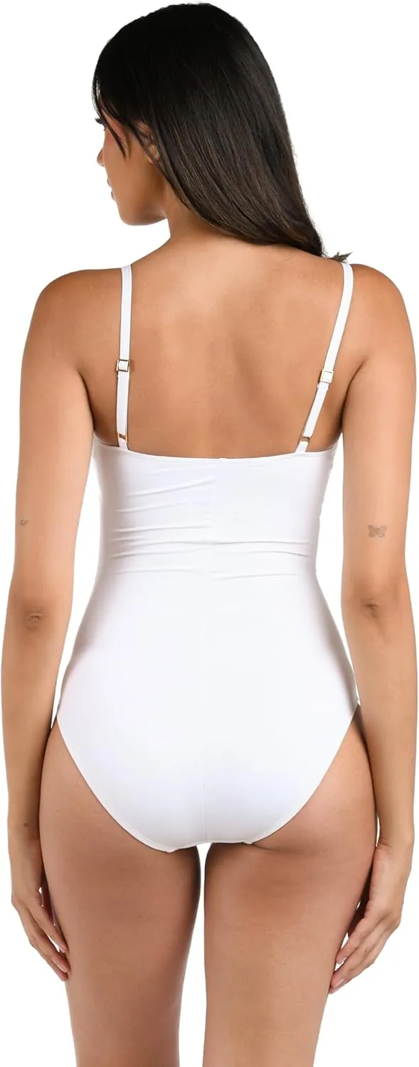 La Blanca Women's One Piece Swimsuit Island Goddess Shirred Side Women's Bathing Suit