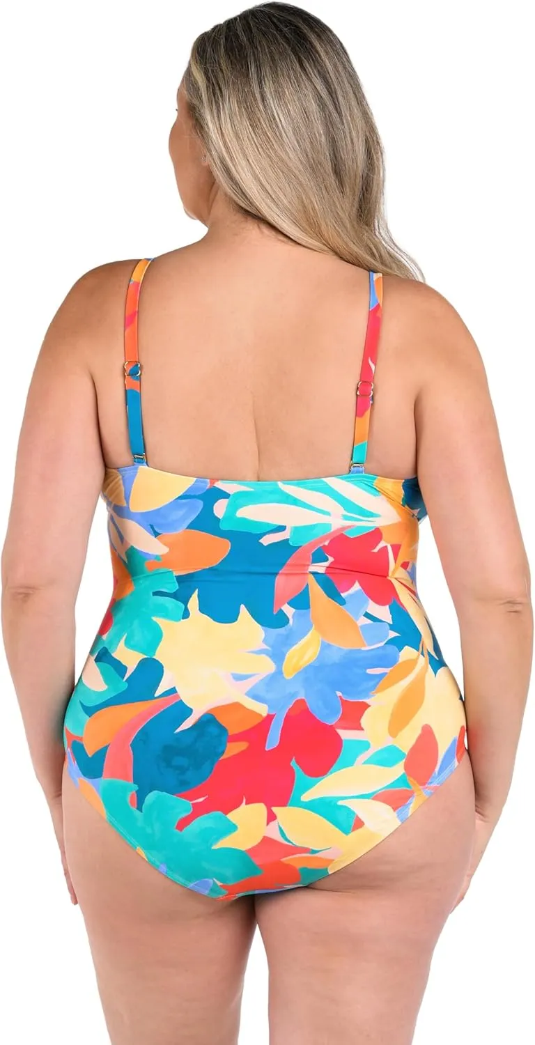 La Blanca Women's Underwire Lace Up One Piece Swimsuit