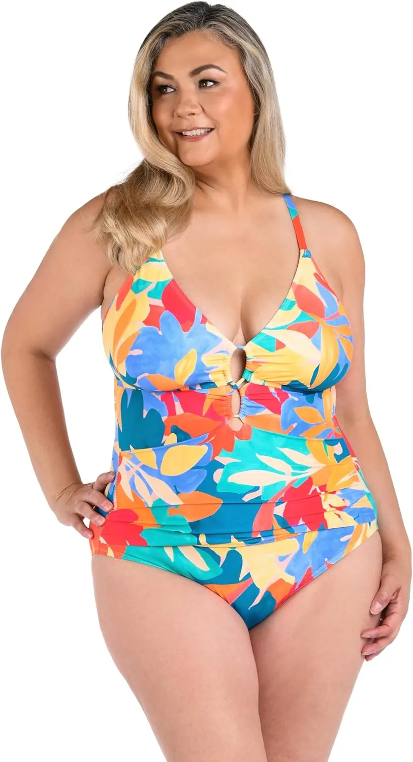 La Blanca Women's Underwire Lace Up One Piece Swimsuit