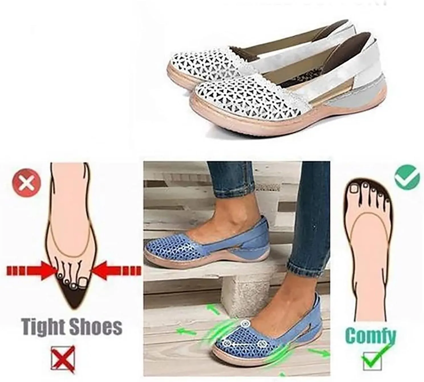Ladies Faux Leather Closed Toe Hollow Sandals Shoes Soft Pu Leather Orthopedic Sandals Women Platform Wedge Sandals Comfy Sandals,Green,36