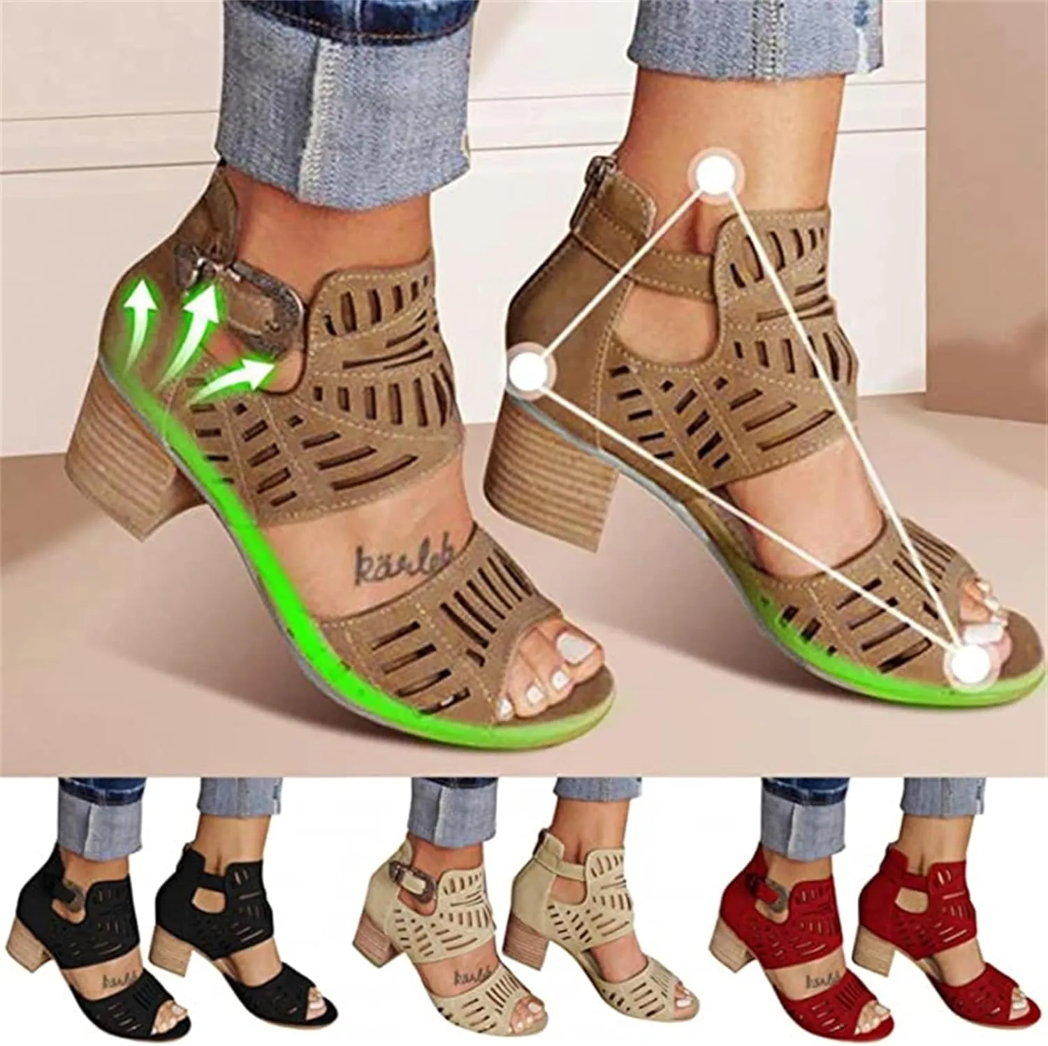 Ladmiple Summer Sandals for Women 2023 Comfy Platform Ankle Strap Cutout Wedge Sandal Open Toe Dressy High Heel Wedges