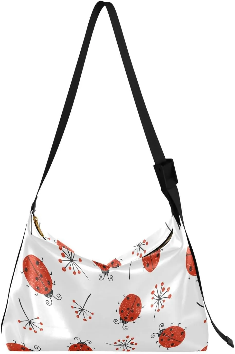 Lady Bugs Seamless Pattern Hobo Crossbody Bags for Women Leather Large Shoulder Bag Cross Body Hello Spring Trendy Womens Tote Bags Handbag for Travel Shopping