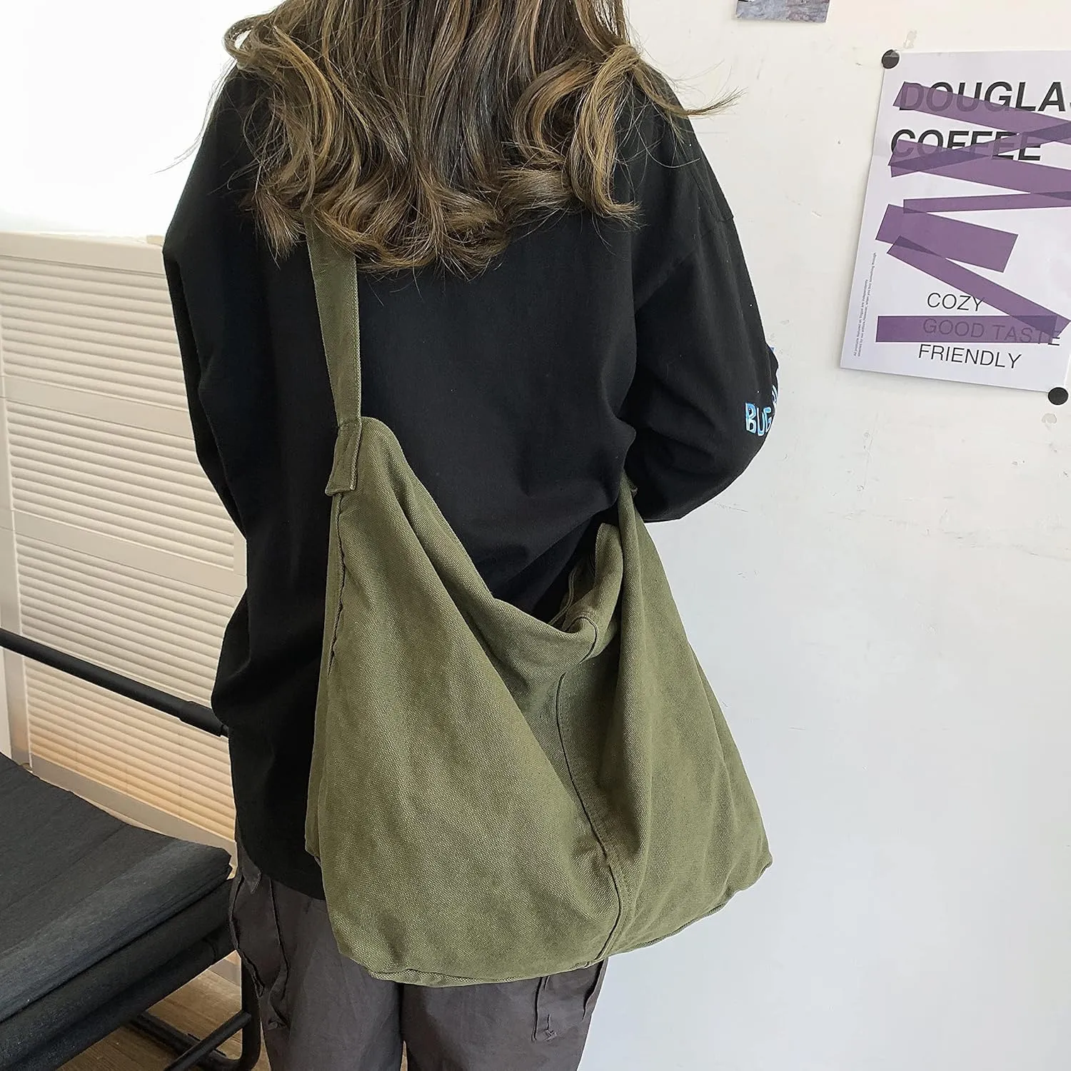 Large Capacity Canvas Hobo Bags for Women & Men, Shoulder Crossbody Bags, Tote Messenger Handbag for Work, Shopping, Travel