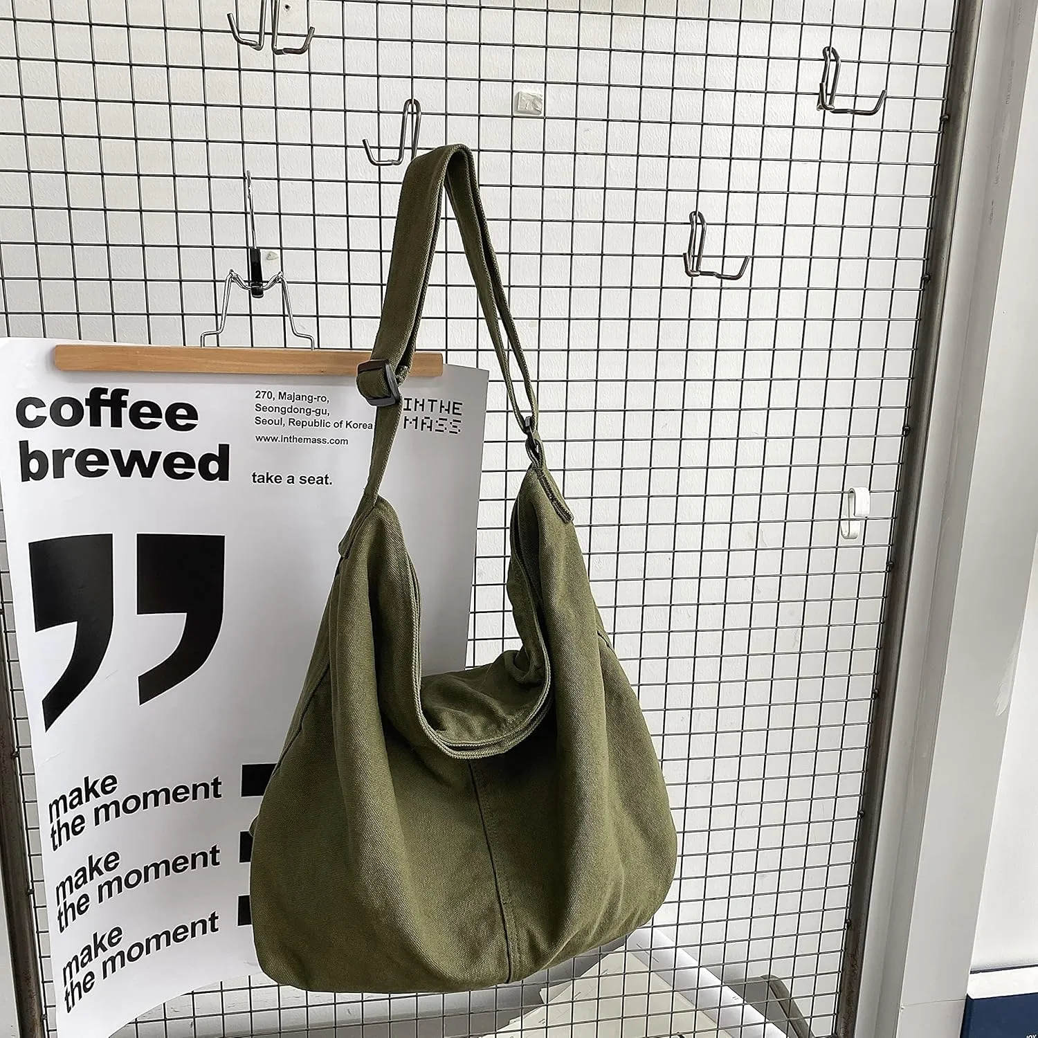 Large Capacity Canvas Hobo Bags for Women & Men, Shoulder Crossbody Bags, Tote Messenger Handbag for Work, Shopping, Travel
