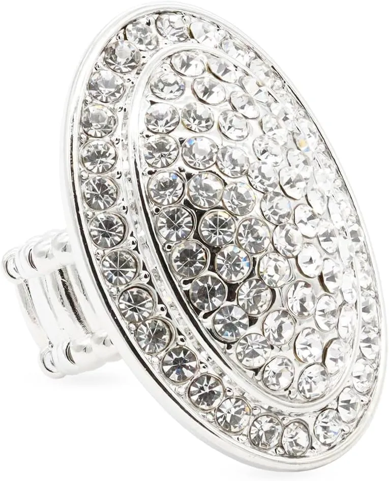 Lavencious Gold Plated with AB Stone Long Shield Stretch Statement Cocktail Ring for Women fit for Size 9 to 12