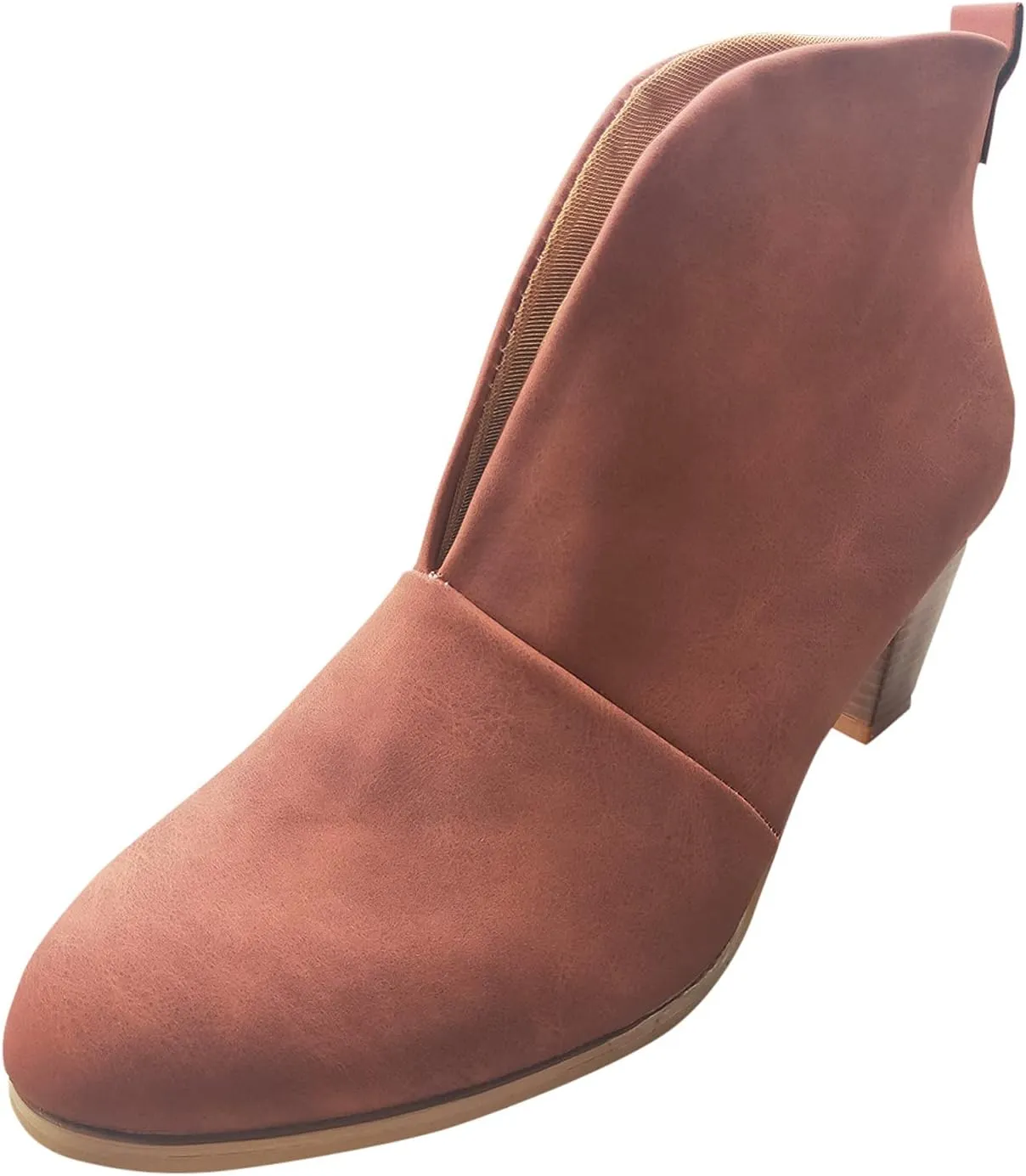 Leather Women Ankle Boots Dressy Boots Short Boots Women Leather Stacked Chunky Heels Women's Fahsion Boots Western