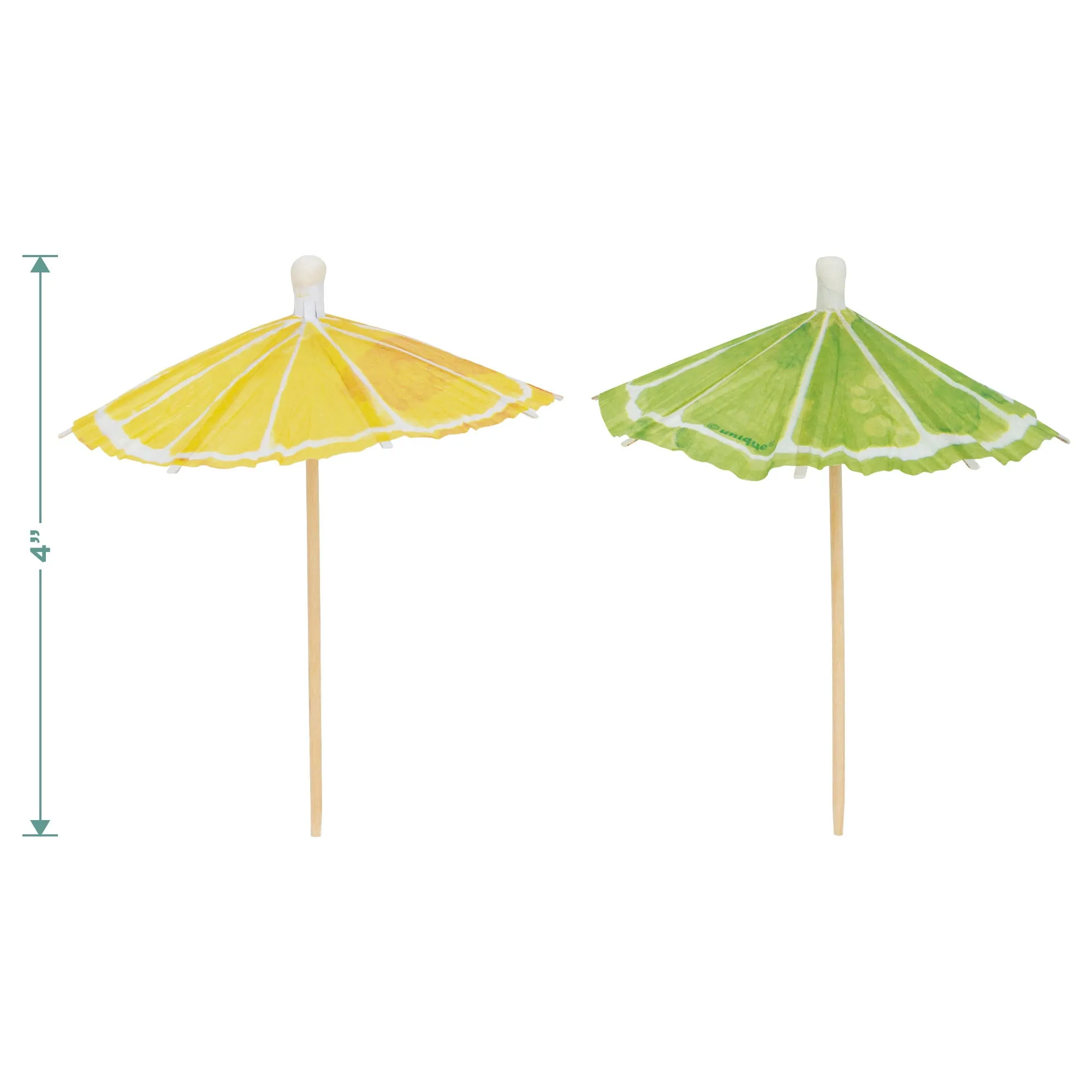 Lemon & Lime Citrus Fruit Slice Paper Drink Umbrellas Cocktail Party Accessories, 50 Count