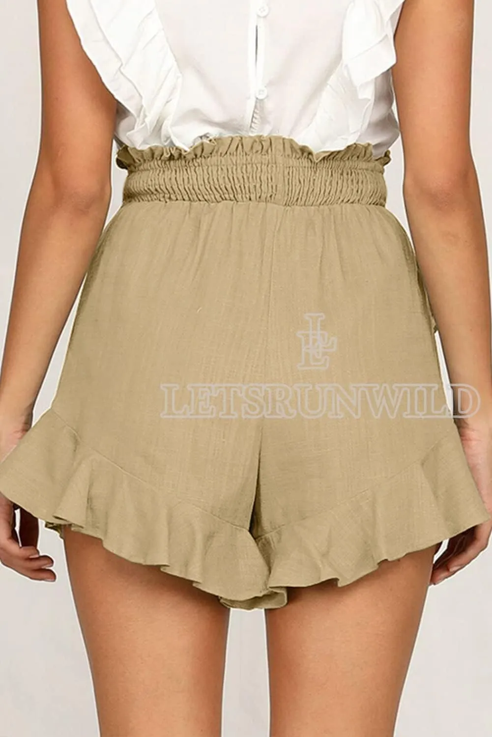 LETSRUNWILD Women's Mini Skirt Skort Ruffle Trendy Beach Cotton High Waisted Flowy Wrap Shorts for Summer