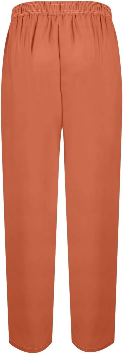 Linen Casual Summer Capri Pants Cropped Comfy Baggy Trousers with Pockets Palazzo Lounge Cropped Tapered Leg Pant