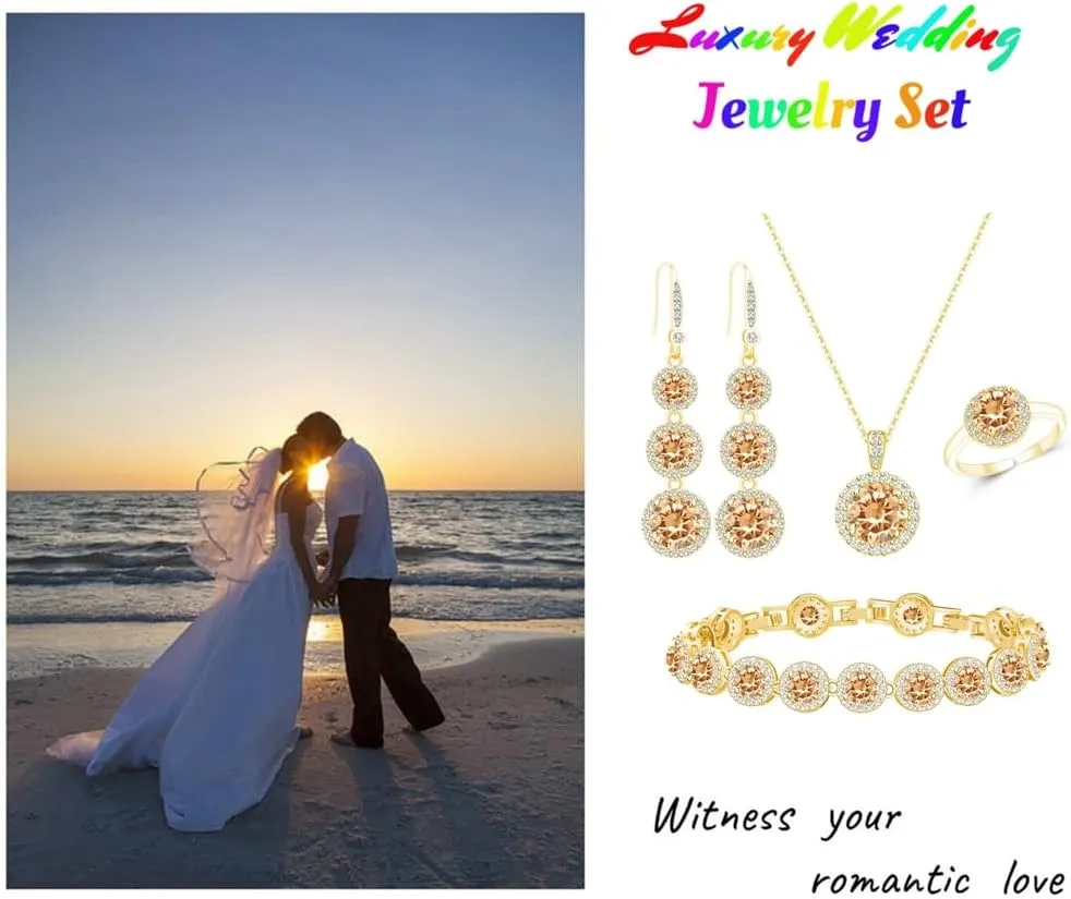 LMXXVJ Jewelry Set for WomenNecklace Earrings Adjustable Ring Bracelet Set Birthday Anniversary Mothers Day Christmas Day Fashion Formal Jewelry Gift Girl/Mom/Wife/Grandmother/Best Friend/Aunt