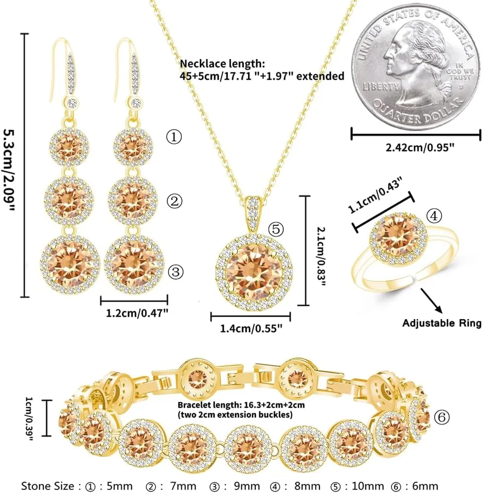 LMXXVJ Jewelry Set for WomenNecklace Earrings Adjustable Ring Bracelet Set Birthday Anniversary Mothers Day Christmas Day Fashion Formal Jewelry Gift Girl/Mom/Wife/Grandmother/Best Friend/Aunt