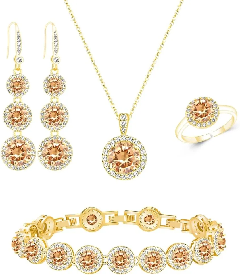 LMXXVJ Jewelry Set for WomenNecklace Earrings Adjustable Ring Bracelet Set Birthday Anniversary Mothers Day Christmas Day Fashion Formal Jewelry Gift Girl/Mom/Wife/Grandmother/Best Friend/Aunt