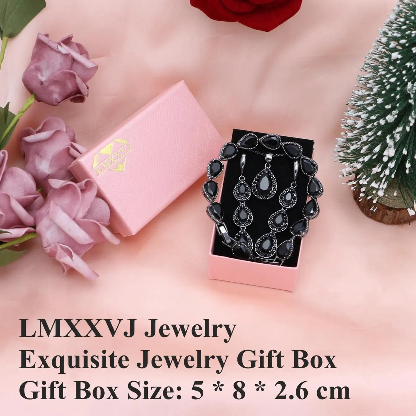 LMXXVJ Necklace Long Earrings Bracelet Set, White Gold Plated Created Blue Sapphire Jewelry Set Wedding Party Gift Jewelry for Women Bridal Bridesmaid