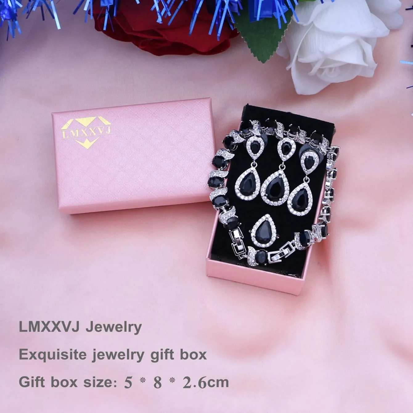 LMXXVJ Teardrop Jewelry Set for WomenNecklace Earrings Adjustable Ring Bracelet Set Fashion Formal Platinum/Gold/Rose Gold Jewelry Gift Girl/Mom/Wife/Grandmother/Best Friend/Aunt