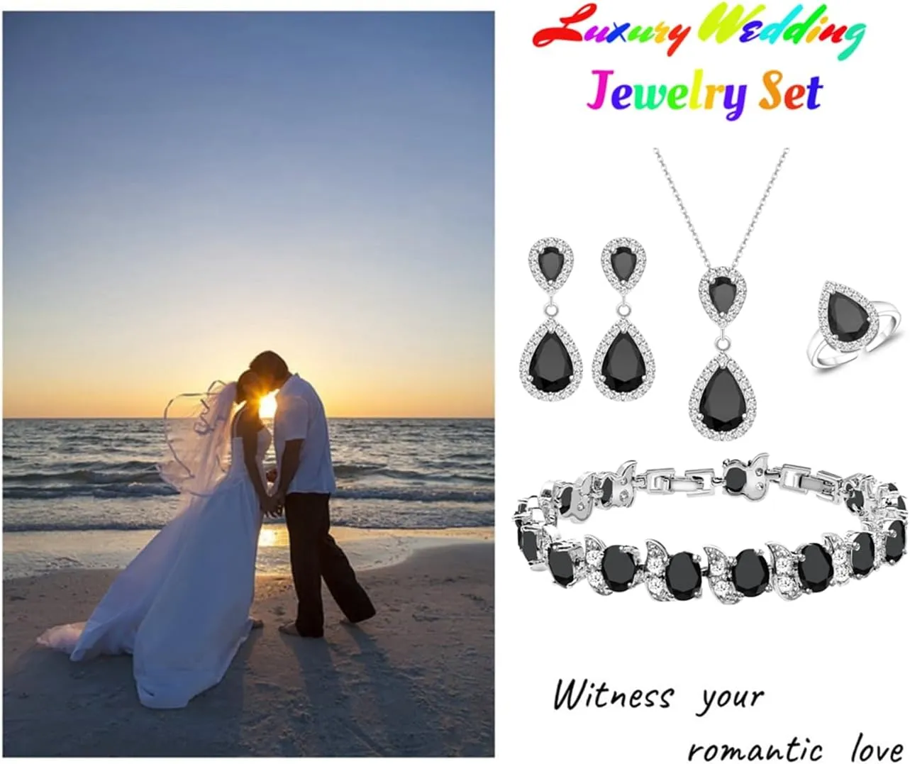 LMXXVJ Teardrop Jewelry Set for WomenNecklace Earrings Adjustable Ring Bracelet Set Fashion Formal Platinum/Gold/Rose Gold Jewelry Gift Girl/Mom/Wife/Grandmother/Best Friend/Aunt