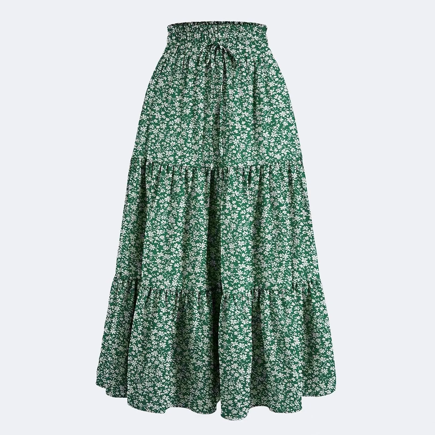 Long Skirts for Women Trendy Floral Flowy Boho A Line Maxi Skirt High Waisted Swing Tiered Casual Bottom