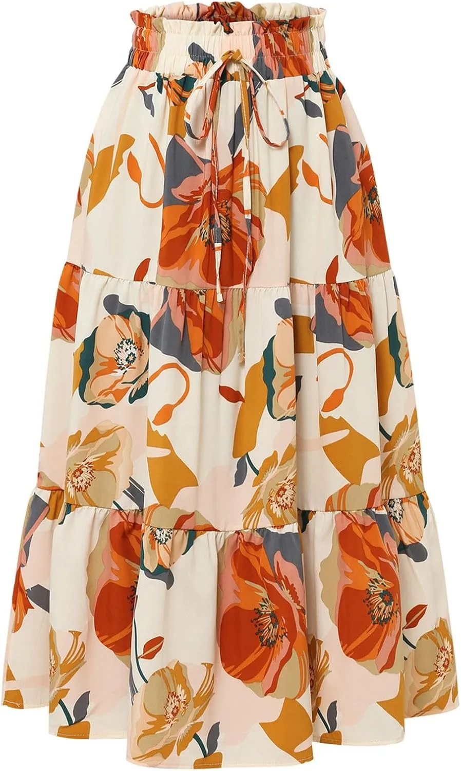 Long Summer Skirts Maxi Spring Flowy Boho Comfy Tiered Western Pleated Maxi Skirts for Women