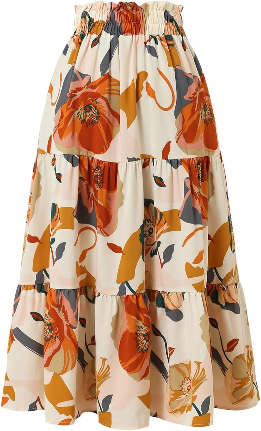Long Summer Skirts Maxi Spring Flowy Boho Comfy Tiered Western Pleated Maxi Skirts for Women