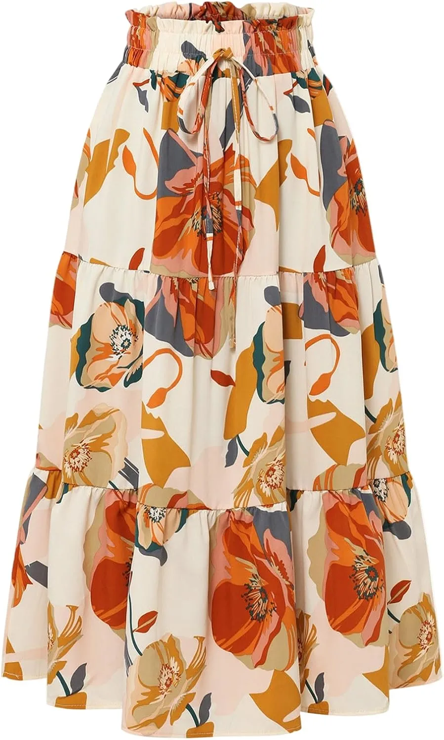 Long Summer Skirts Maxi Spring Flowy Boho Comfy Tiered Western Pleated Maxi Skirts for Women