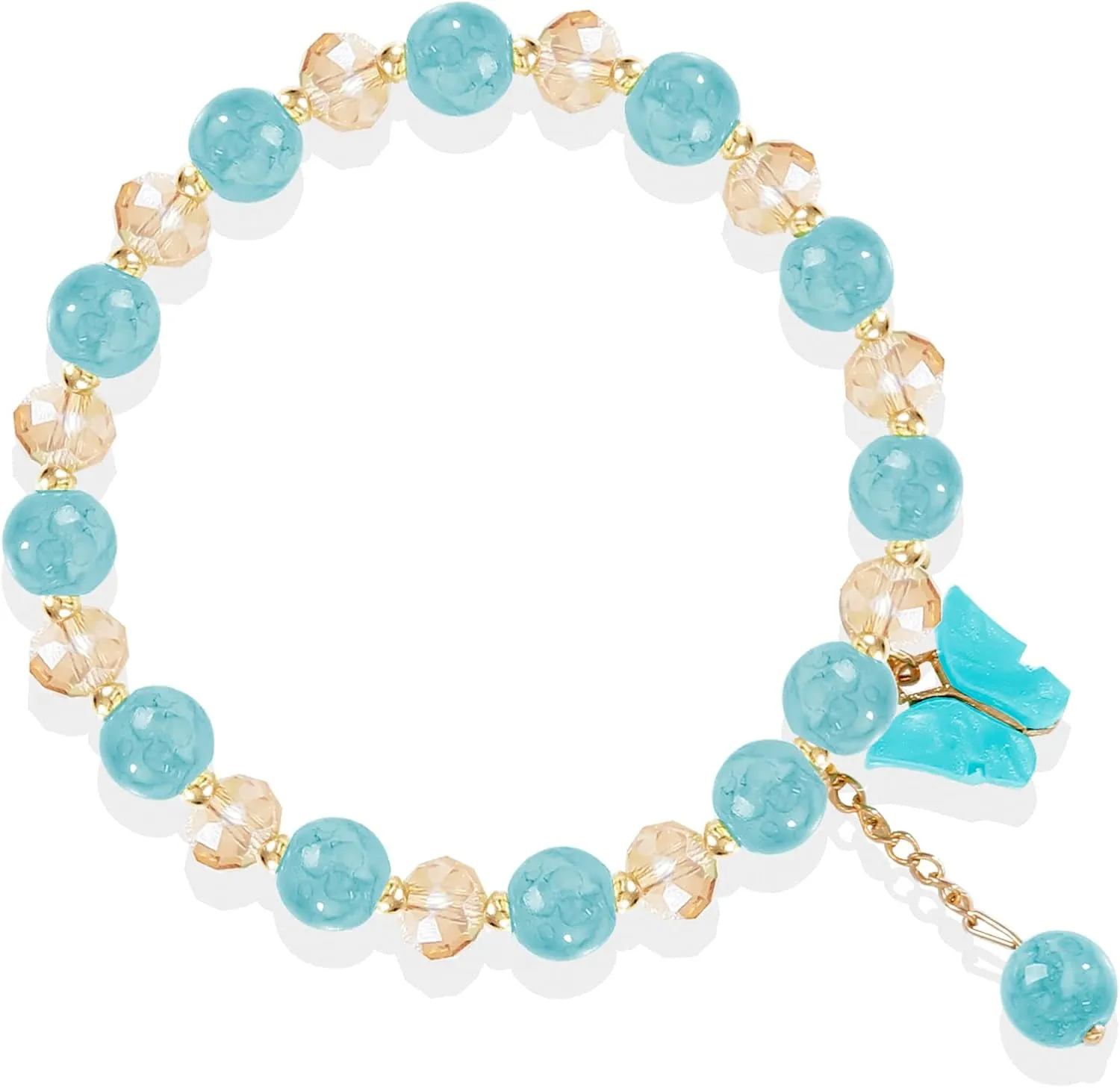 Long tiantian Crystal Butterfly Bracelet for Women Amethyst Obsidian Beaded Bracelet Natural Stone Crystal Beaded Anxiety Relief Butterfly Charms Bracelets for Women Jewelry