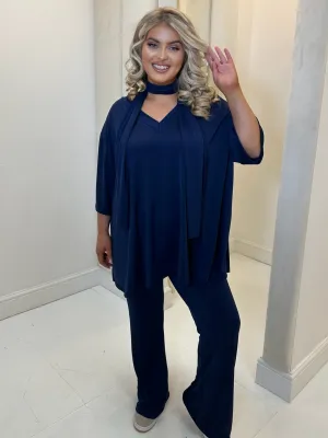 Lynsey Navy Blue 3 Piece Slinky Set