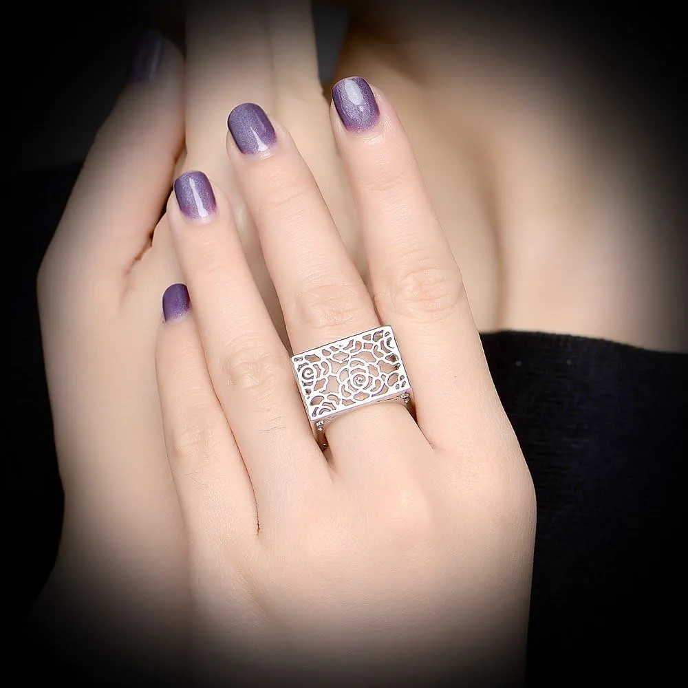 Matt Brush Metallic Statement Ring for Women Gold & Silver Design Perfect for Fashionable Cocktail Parties