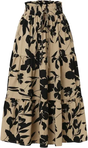 Maxi Skirt Maxi Spring Flowy Boho Comfy Tiered Western Women's Maxi Skirt