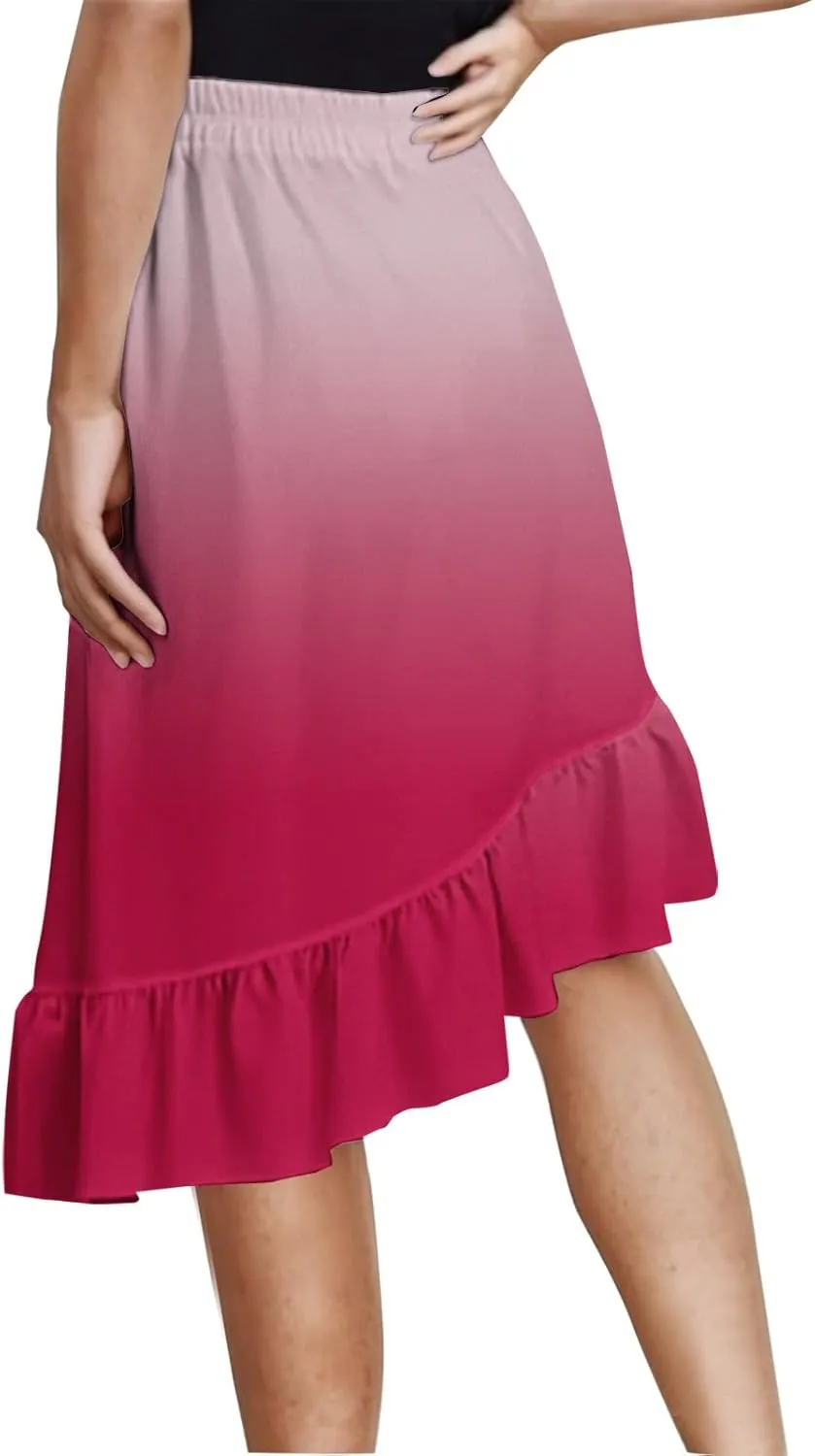 Maxi Skirts for Women Comfy Tiered Elastic High Waisted Skirt Vacation A-Line Asymmetrical Elegant Summer Long Skirts
