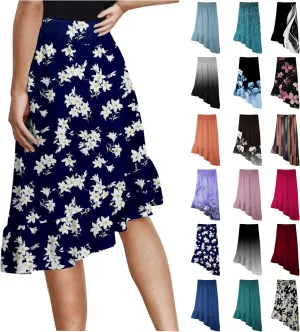 Maxi Skirts for Women Comfy Tiered Elastic High Waisted Skirt Vacation A-Line Asymmetrical Elegant Summer Long Skirts