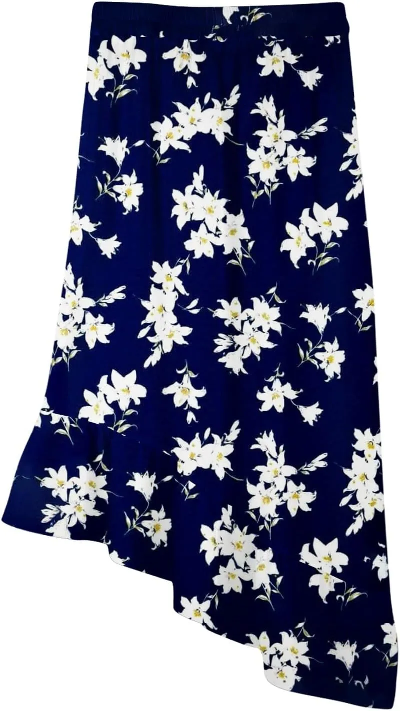 Maxi Skirts for Women Comfy Tiered Elastic High Waisted Skirt Vacation A-Line Asymmetrical Elegant Summer Long Skirts