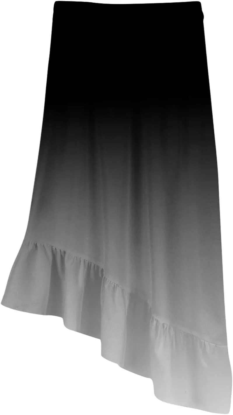 Maxi Skirts for Women Comfy Tiered Elastic High Waisted Skirt Vacation A-Line Asymmetrical Elegant Summer Long Skirts