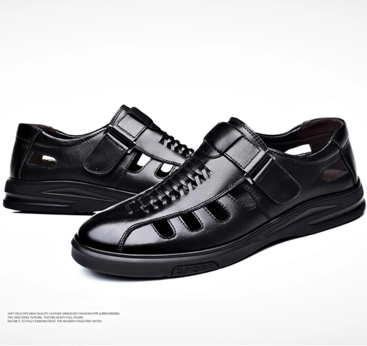 Men's Summer Working Business Dress Sandals Summer Fisherman Beach Shoes Causal Synthetic Leather Walking Office Breathable Oxfords
