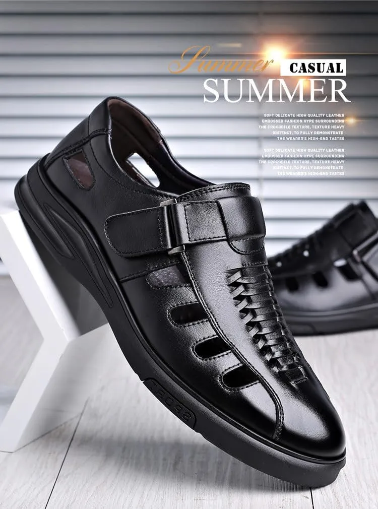 Men's Summer Working Business Dress Sandals Summer Fisherman Beach Shoes Causal Synthetic Leather Walking Office Breathable Oxfords