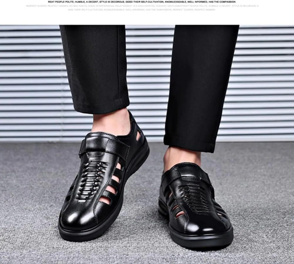 Men's Summer Working Business Dress Sandals Summer Fisherman Beach Shoes Causal Synthetic Leather Walking Office Breathable Oxfords