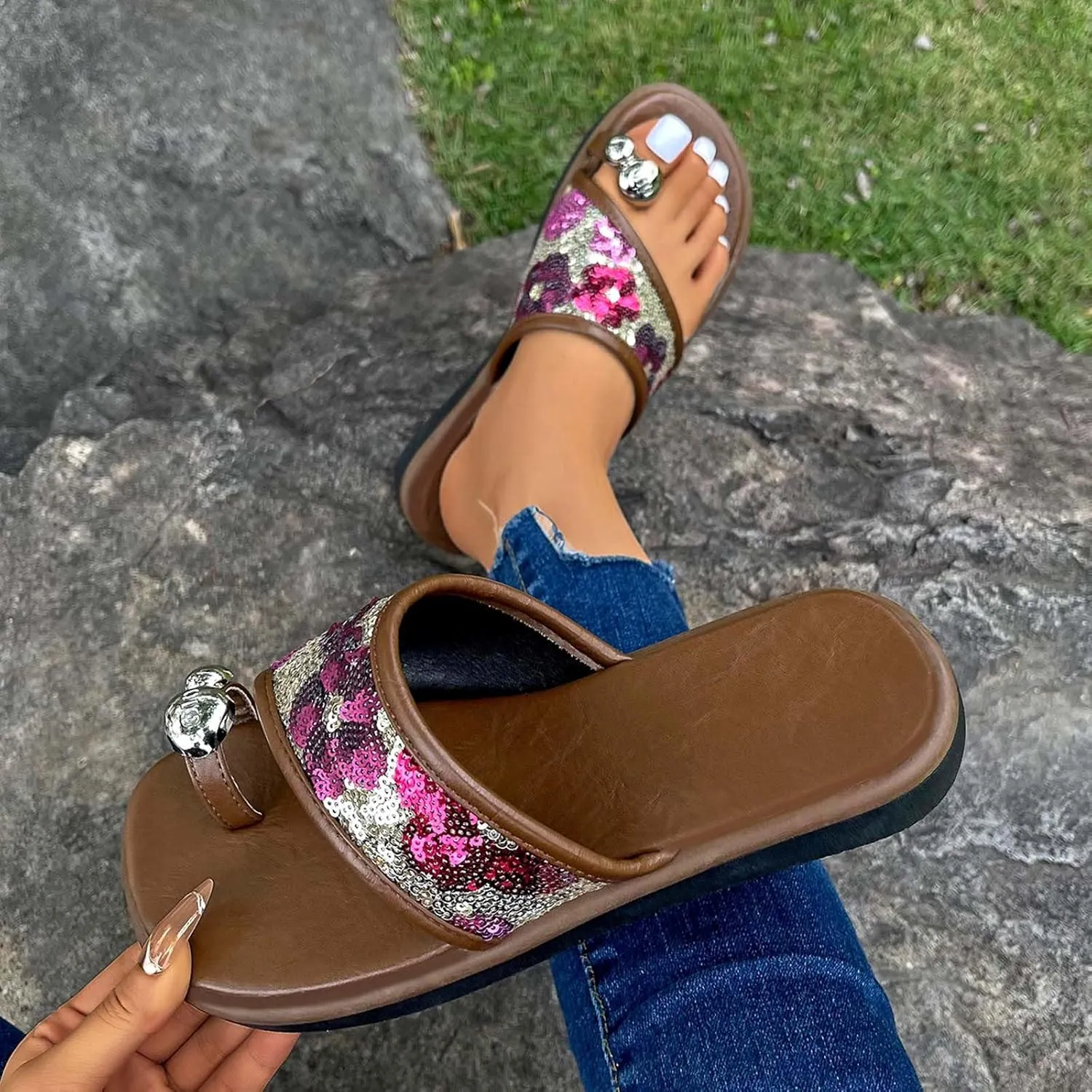 Men's Two Strap Sandal Womens Bear Slippers Size 9