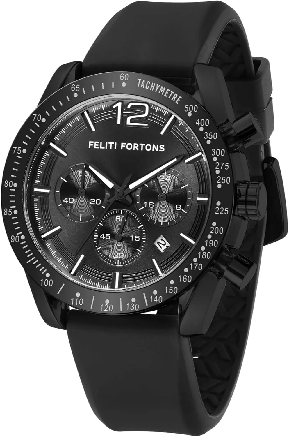Mens Watches Sport Tonneau 3ATM Waterproof Chronograph Luminous Quartz Watches of Men Silicone Strap with Gift for Men