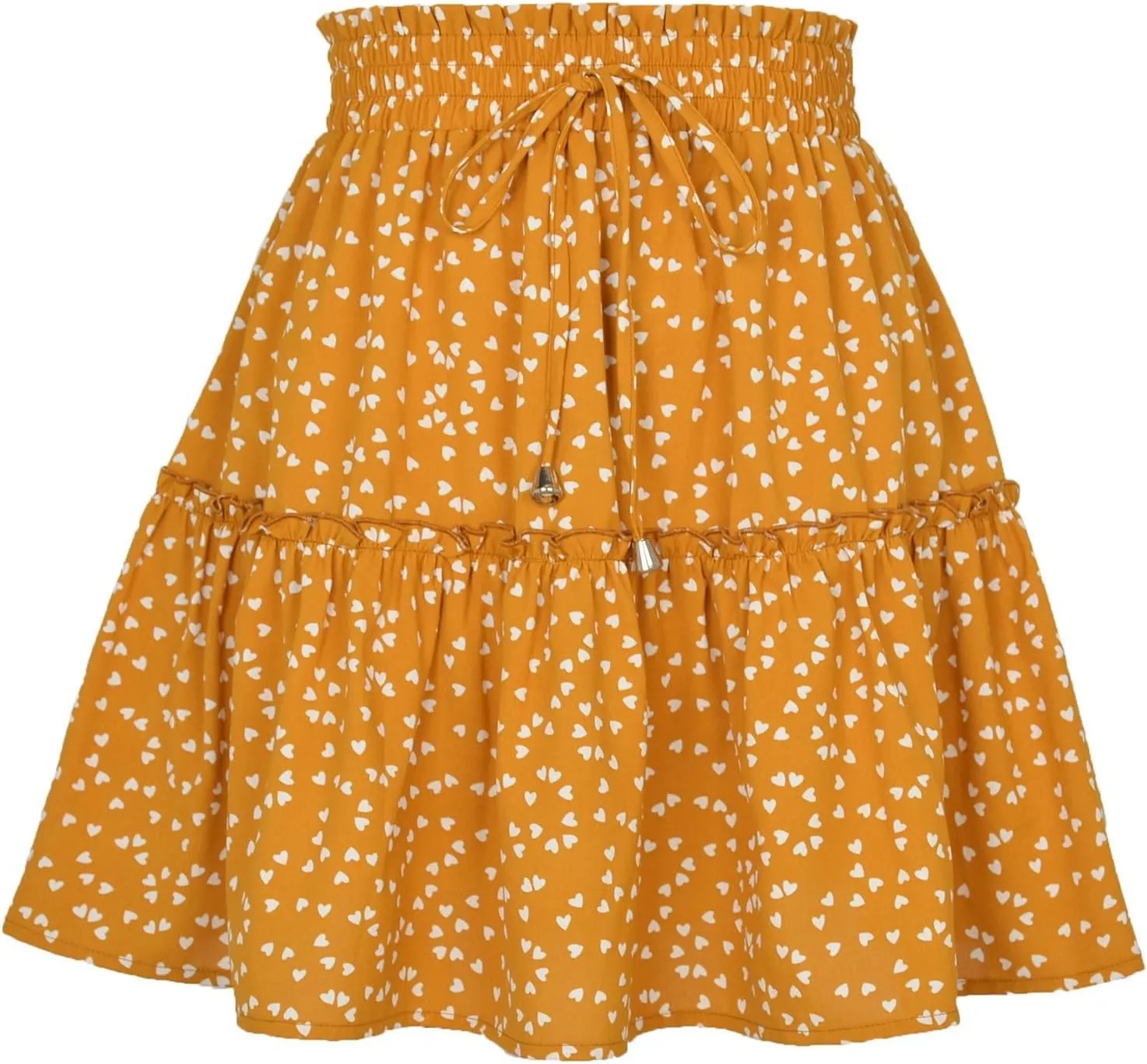 midelxp Summer Floral Mini Skirts for Women Trendy Tiered Elastic High Waisted Skirts Sexy Vacation A-Line Swing Short Skirt