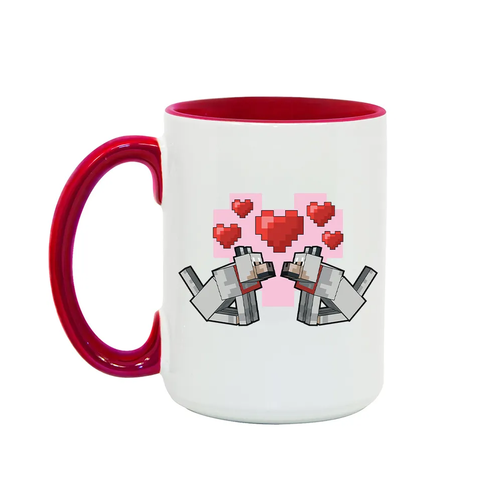 Minecraft Tame Wolf Heart Personalized Two Tone Mug