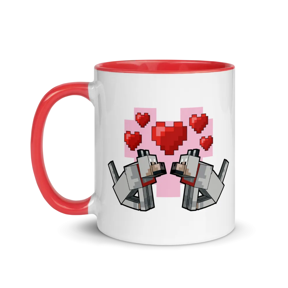 Minecraft Tame Wolf Heart Personalized Two Tone Mug