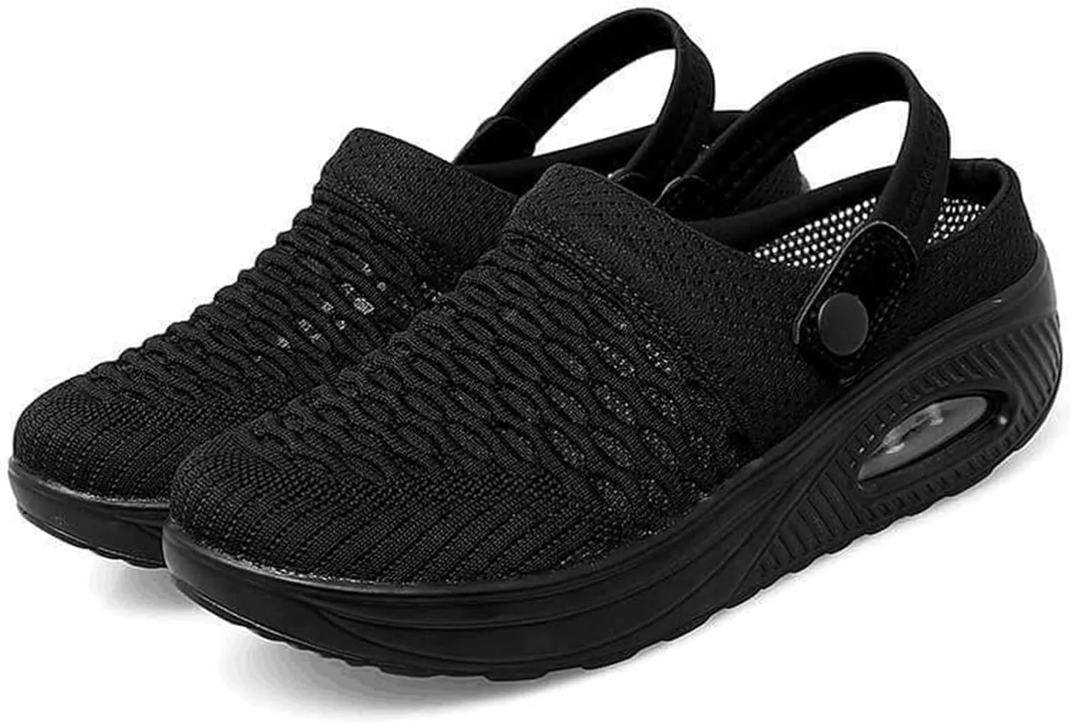 Mules Clogs for Women Air Cushion Mules Sneaker Breathable Mesh Platform Wedge Sandals Arch-Support Closed Toe Outdoor Slippers
