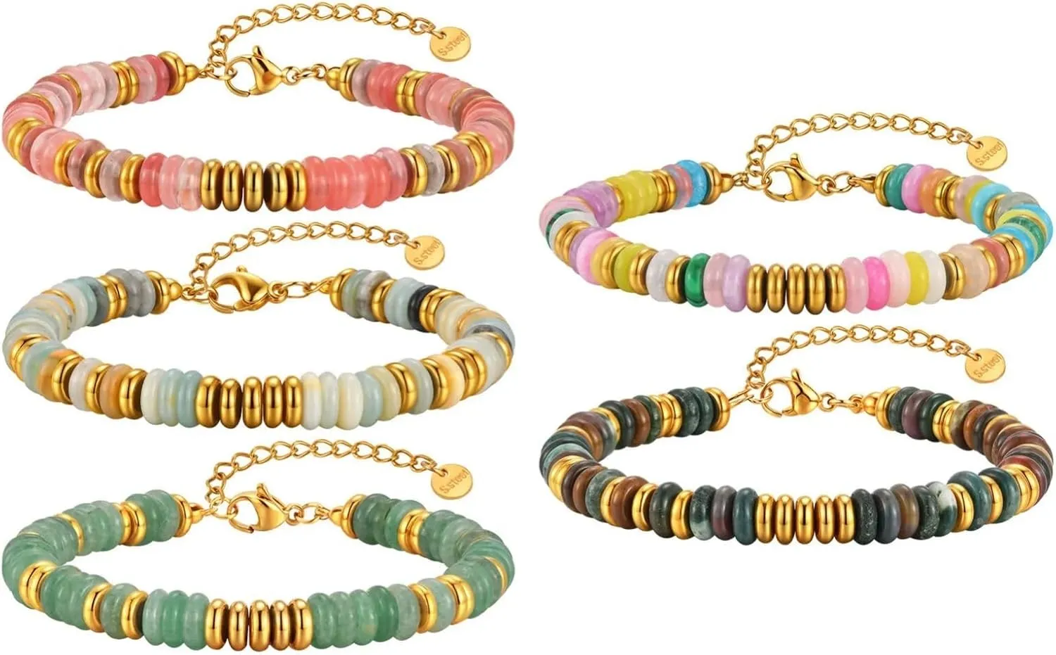 Natural Stone Beads Bracelets for Women Stone Handmade Friendship Bracelet Adjustable