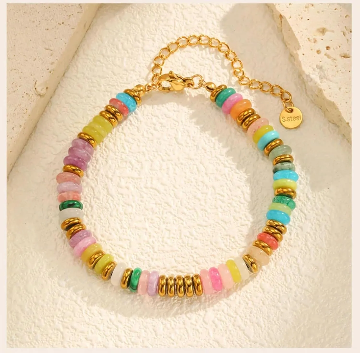 Natural Stone Beads Bracelets for Women Stone Handmade Friendship Bracelet Adjustable