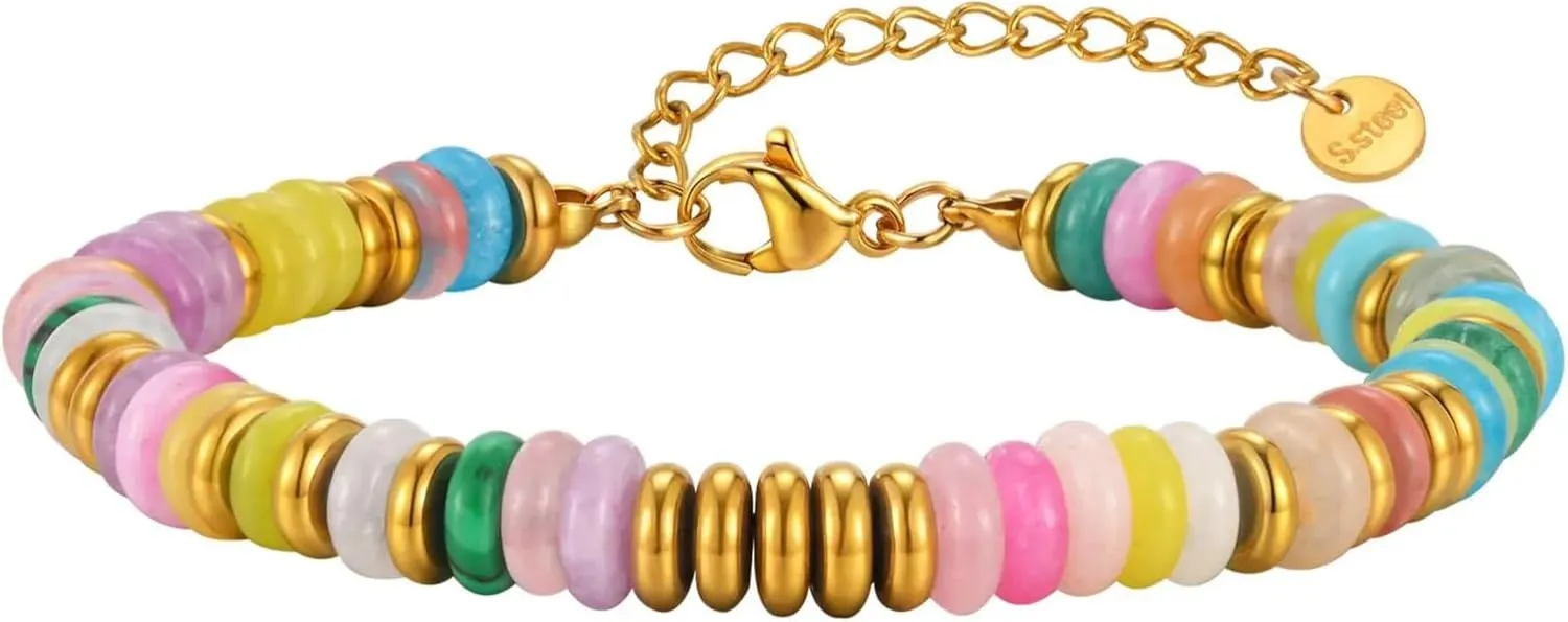 Natural Stone Beads Bracelets for Women Stone Handmade Friendship Bracelet Adjustable