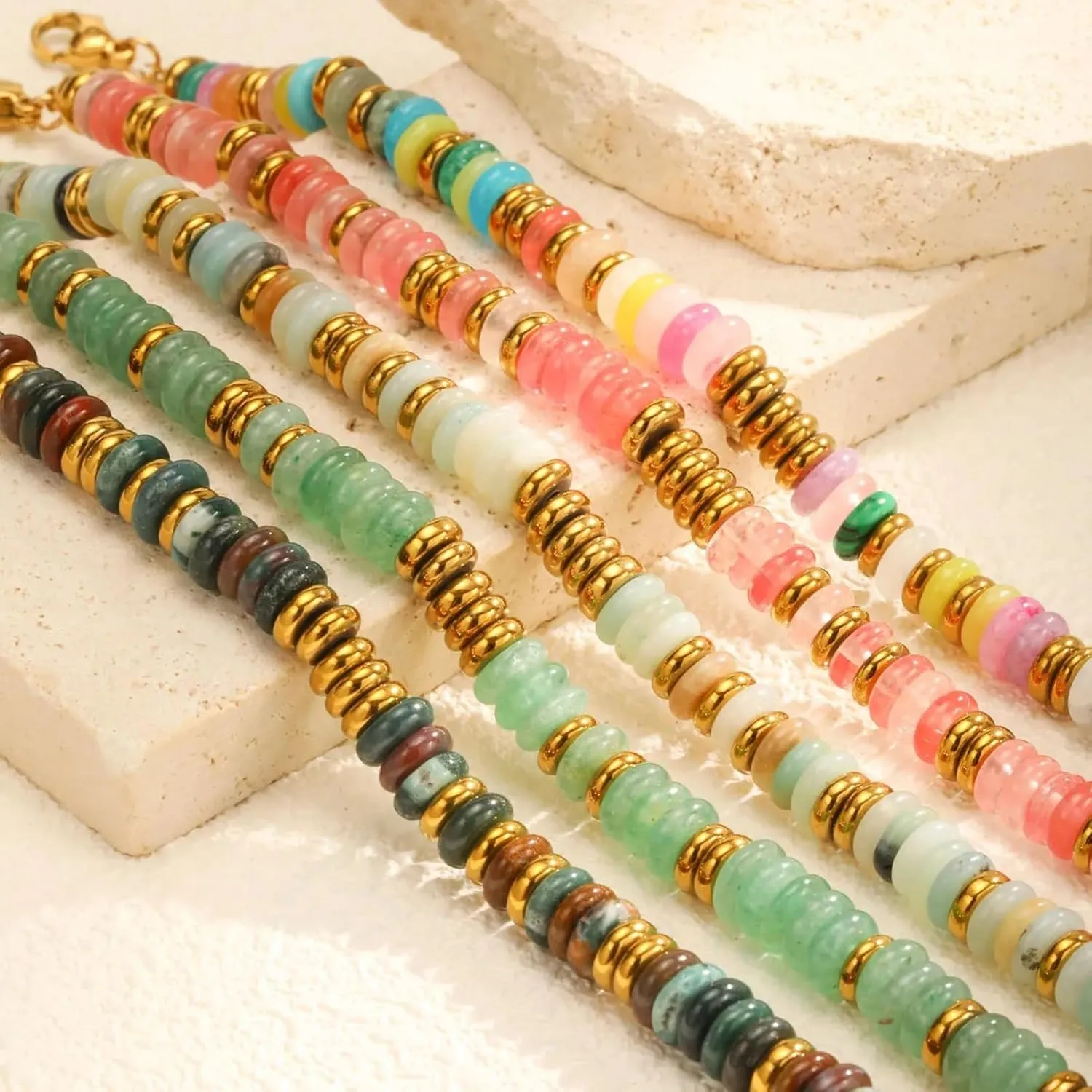 Natural Stone Beads Bracelets for Women Stone Handmade Friendship Bracelet Adjustable