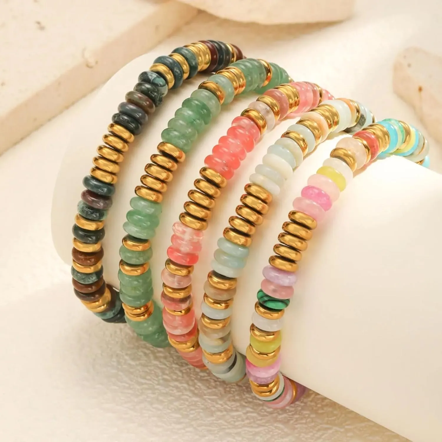 Natural Stone Beads Bracelets for Women Stone Handmade Friendship Bracelet Adjustable
