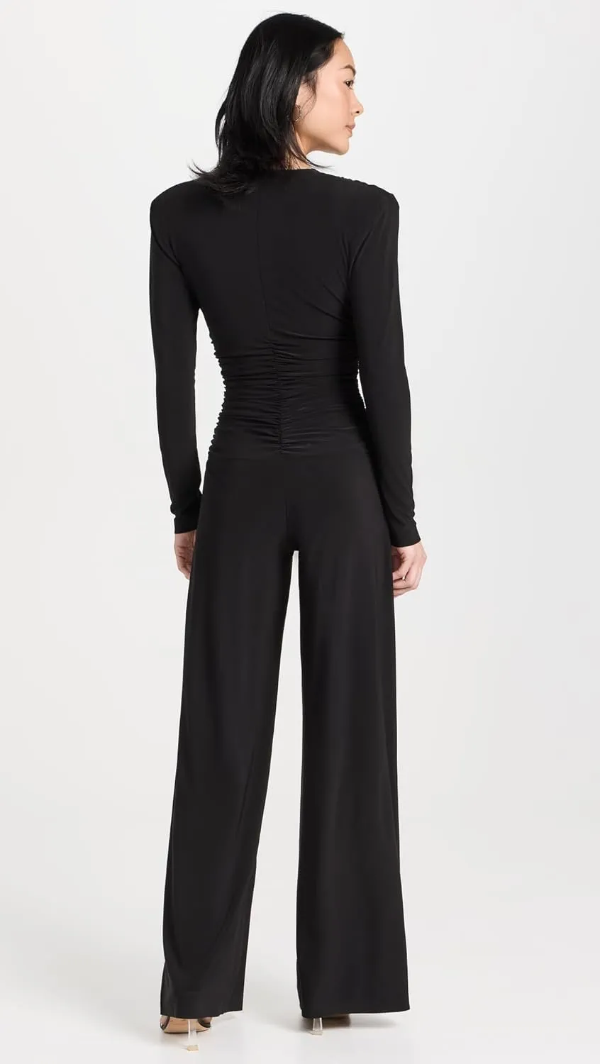 Norma Kamali Women's V Neck Shirred Waist Jumpsuit