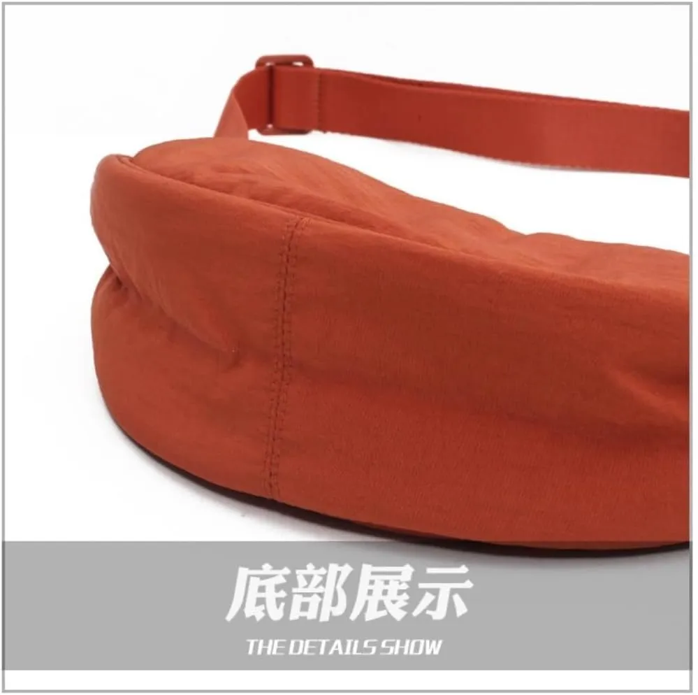 Nylon Slouchy Purse Crossbody Hobo for Women Men Small Round Mini Shoulder Bag