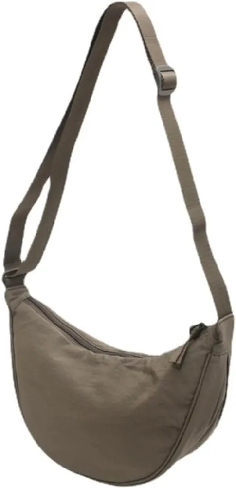 Nylon Slouchy Purse Crossbody Hobo for Women Men Small Round Mini Shoulder Bag