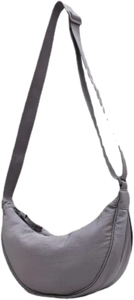 Nylon Slouchy Purse Crossbody Hobo for Women Men Small Round Mini Shoulder Bag