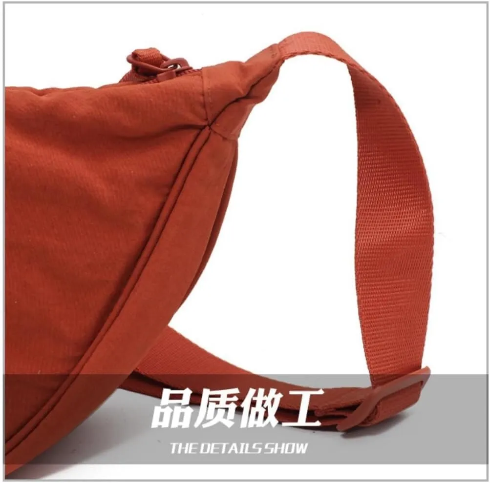 Nylon Slouchy Purse Crossbody Hobo for Women Men Small Round Mini Shoulder Bag